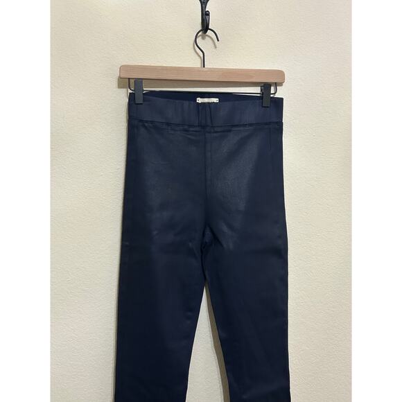 L'Agence Faux Leather Pants Women's Size Small Dark Blue Pull On Trousers Luxury - Picture 2 of 9